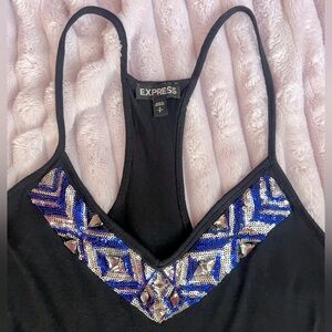 💓 Express Black Racerback Tank w. Sequin Detail | Small | original y2k bling!